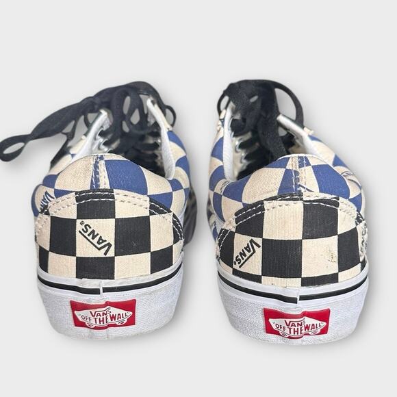 NWOT VANS OLD SCHOOL BIG CHECKERED SHOES Blue Black Cream WOMENS 8 MENS 6.5 - Picture 4 of 8